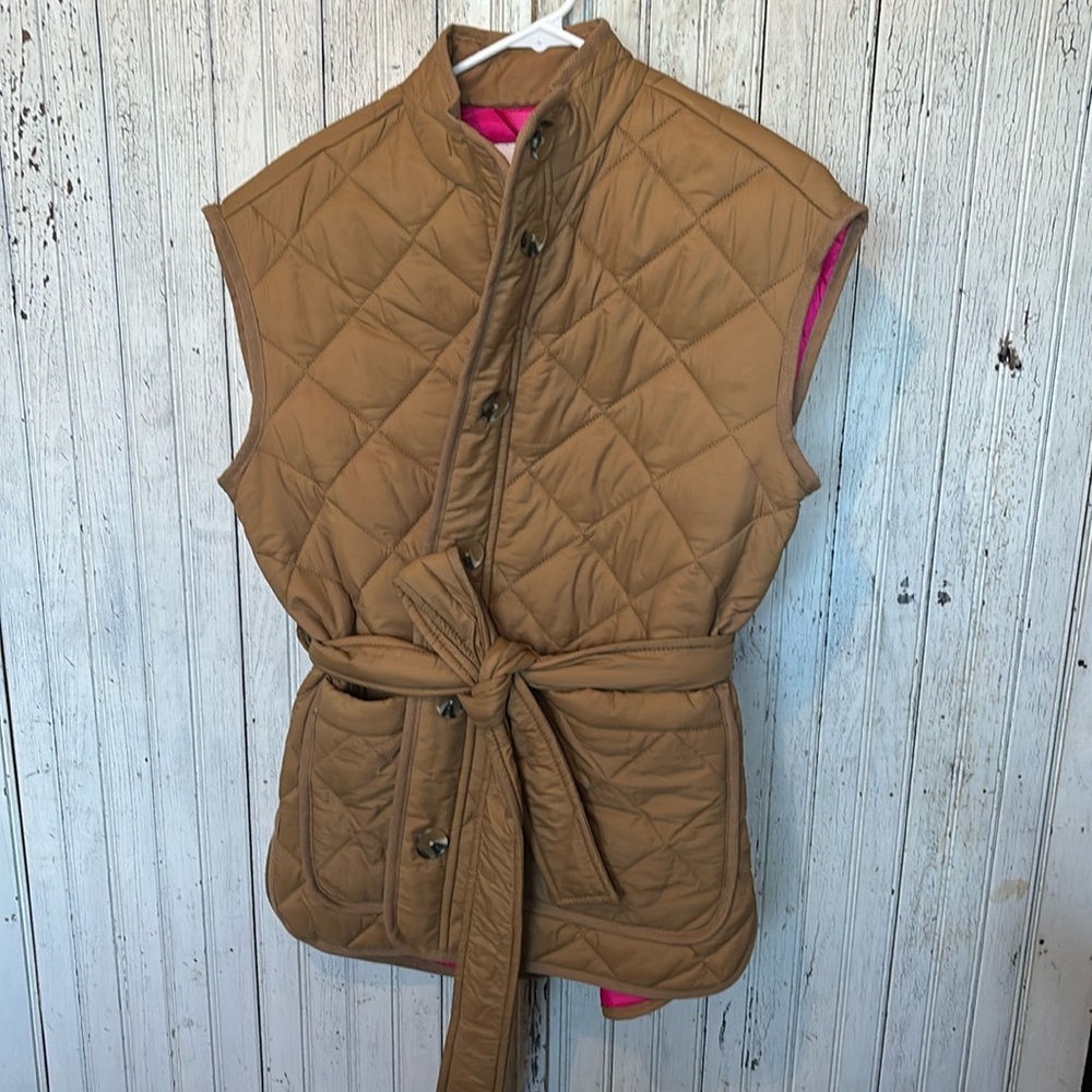 Free Assembly Quilted Vest w/Belt Dijon Sz S